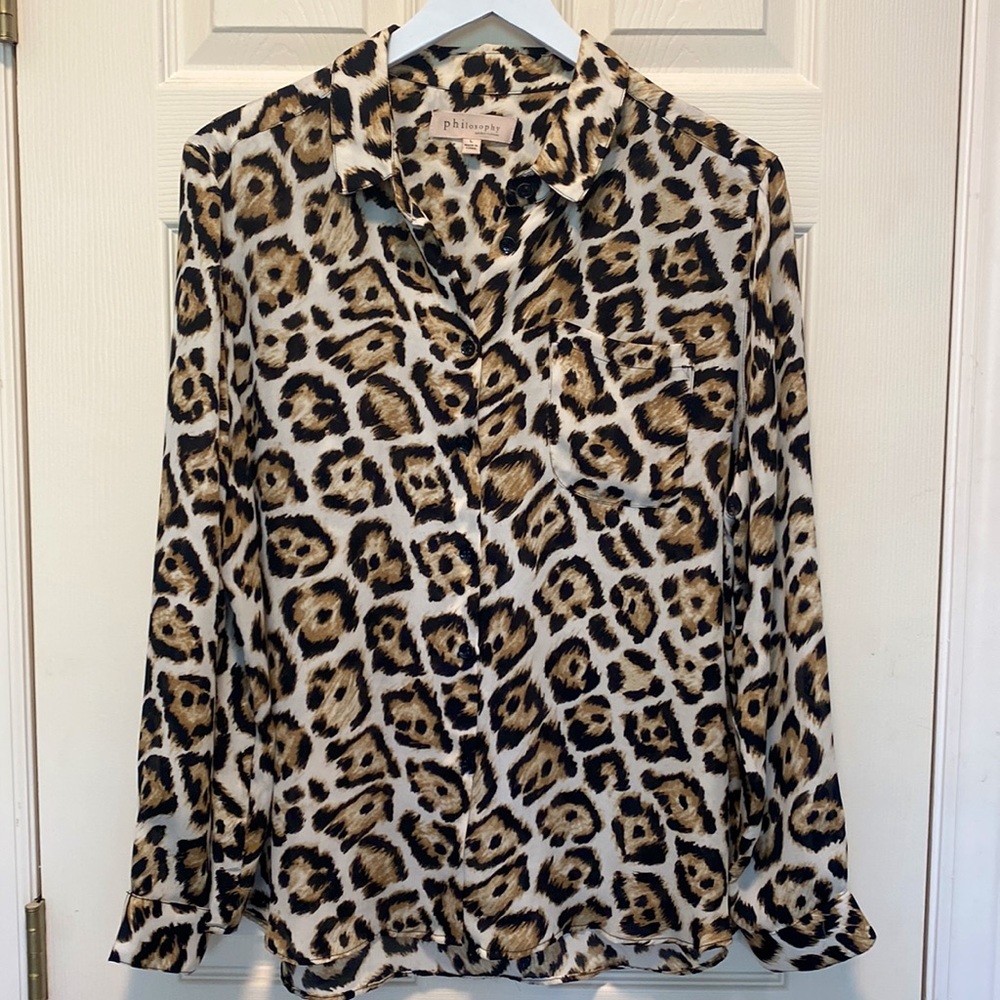 Philosophy Leopard Animal Print Blouse EUC